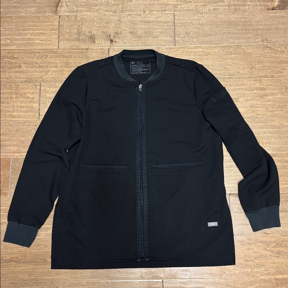 Figs Black Zip-Up Jacket